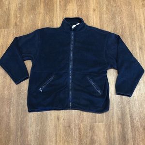 dark blue zip up sweatshirt